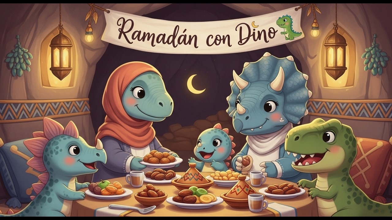 🌙🦖 Dino Celebra Ramadán con Amor | Canción Infantil Dulce y Feliz 💛✨