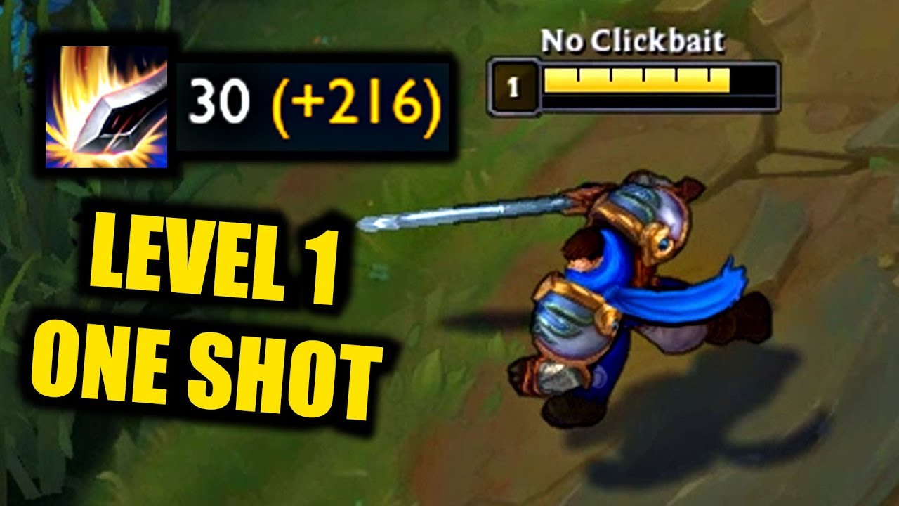 Garen Level 1 Insane Damage!! - ONE SHOTS in 1 SECOND