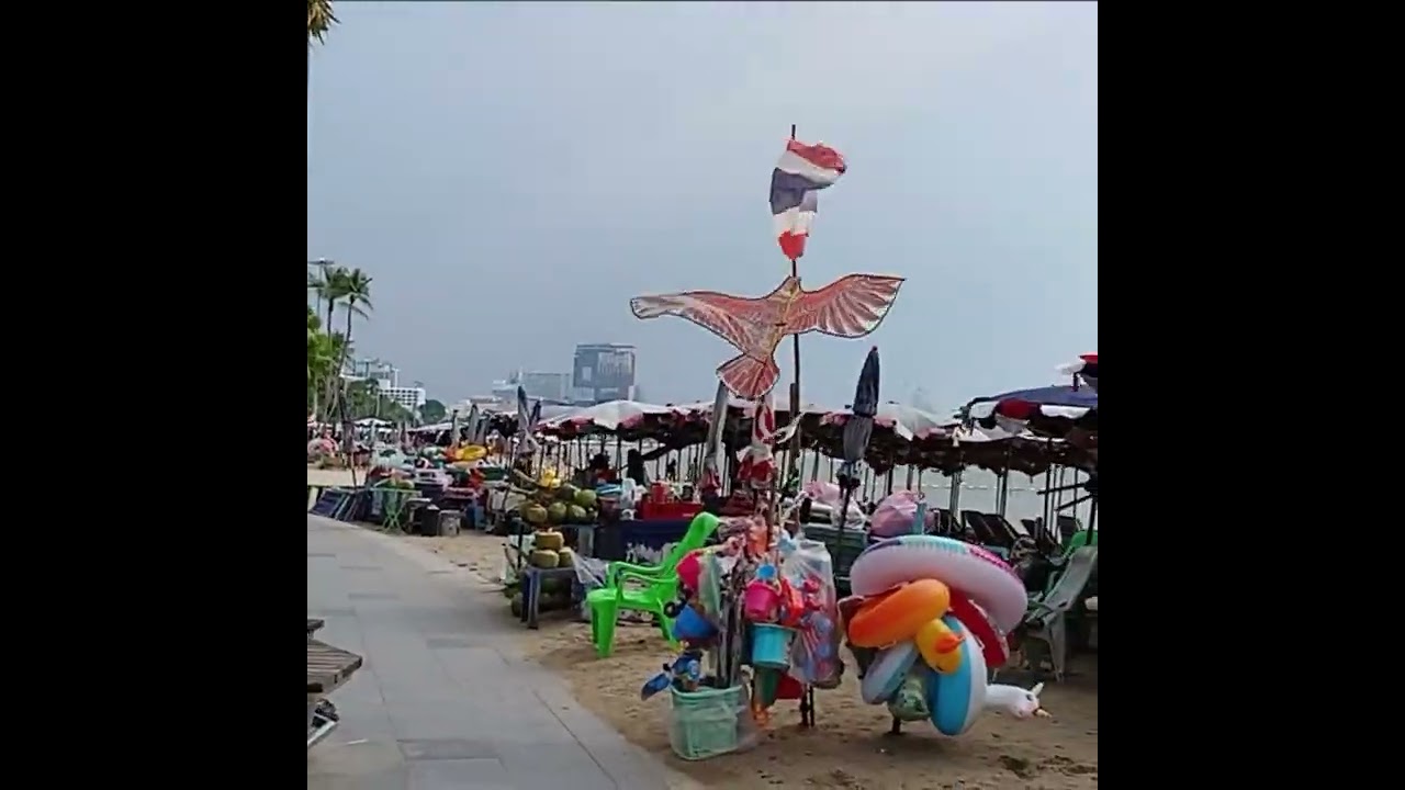 Pattaya 🇹🇭 เดินเที่ยวทะเลพัทยาชมวิวบรรยากาศ เมืองพัทยา จังหวัดชลบุรี
