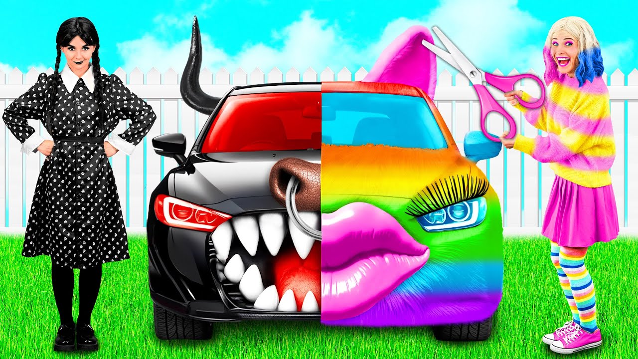 Радужная машина vs Черная машина Челлендж | Смешные Ситуации и Неудачи от PaRaRa Challenge