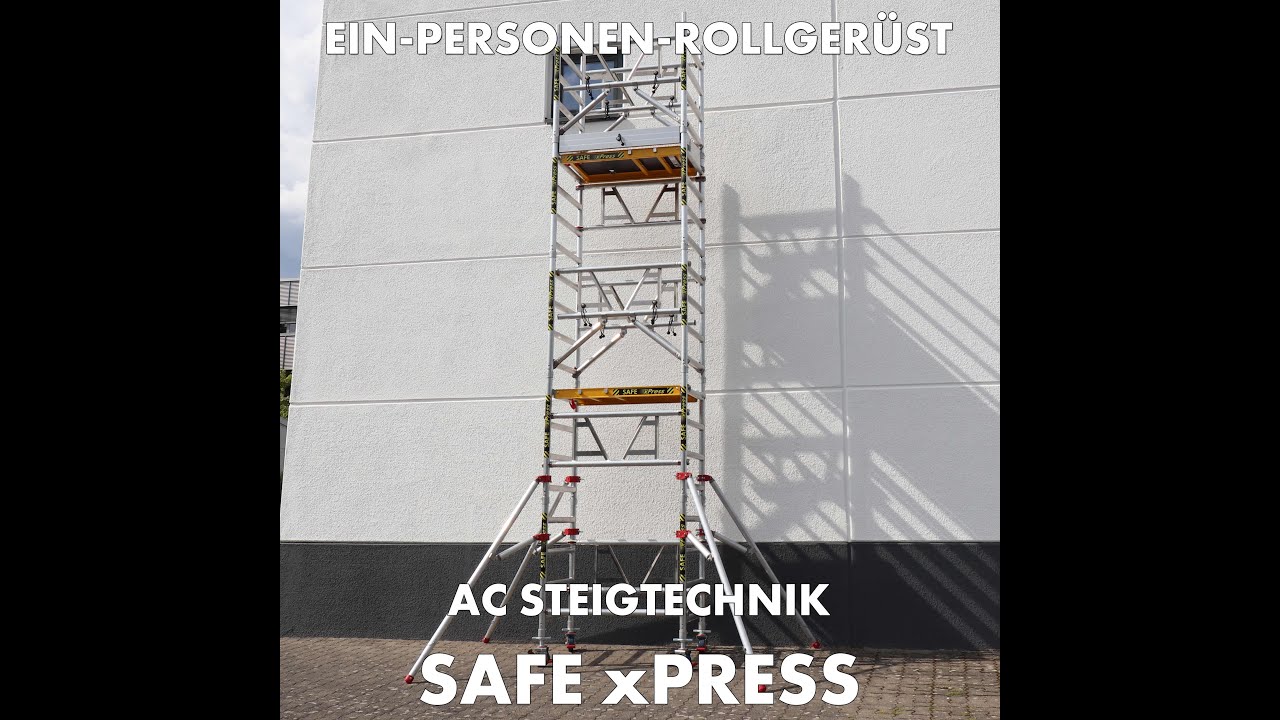 Ein-Personen-Gerüst SAFE xPress von AC STEIGTECHNIK, kompaktes Rollgerüst auf der BAUMA 2022 München