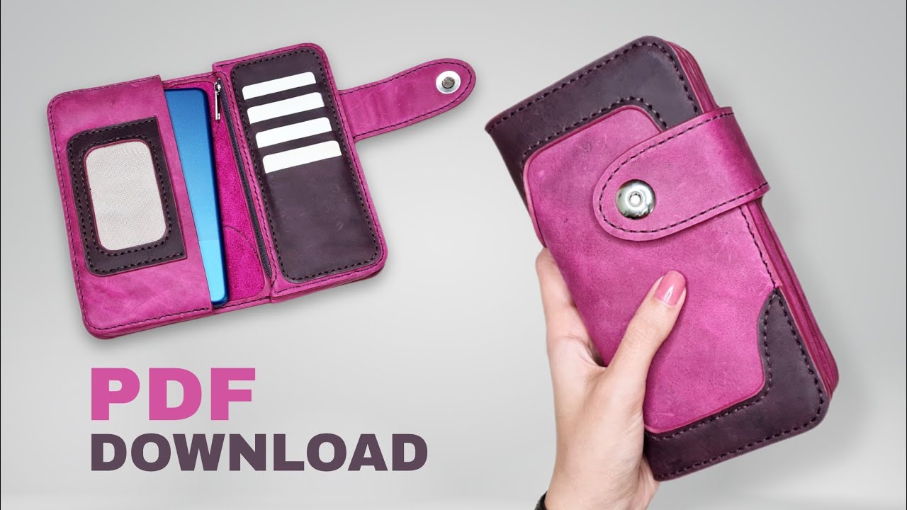 Pattern download⭕️Leather phone wallet✌️Mobile wallet⭕️tutorial✌️ آموزش و الگوی کیف پول چرم