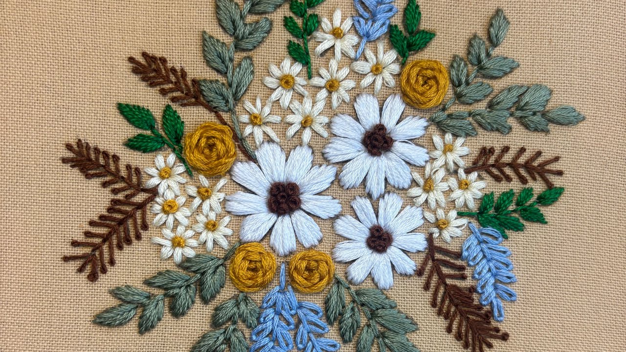 💐 Modern Floral Bouquet: 6 Essential Stitches for Stunning Botanical Embroidery