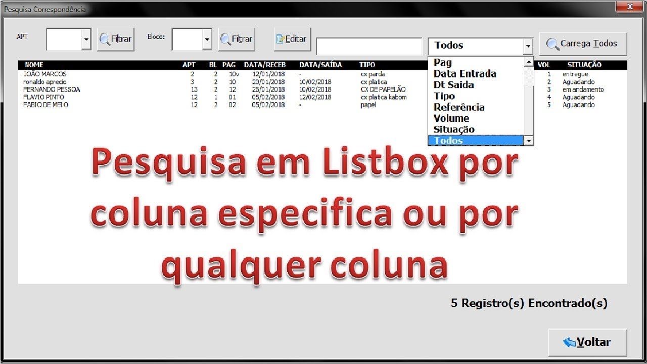 Pesquisa em Listbox por coluna especifica ou por qualquer coluna