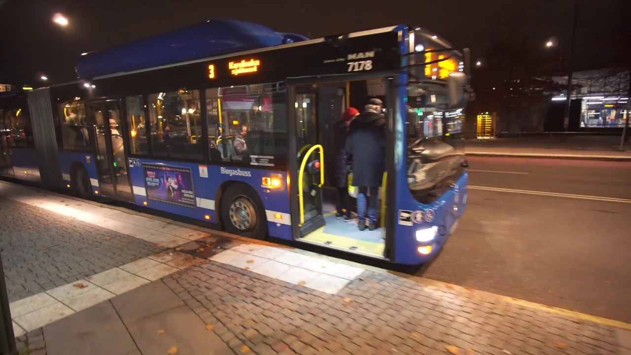 Sweden, Stockholm, ride with bus No 3 from Medborgarplatsen to Gamla stan subway station