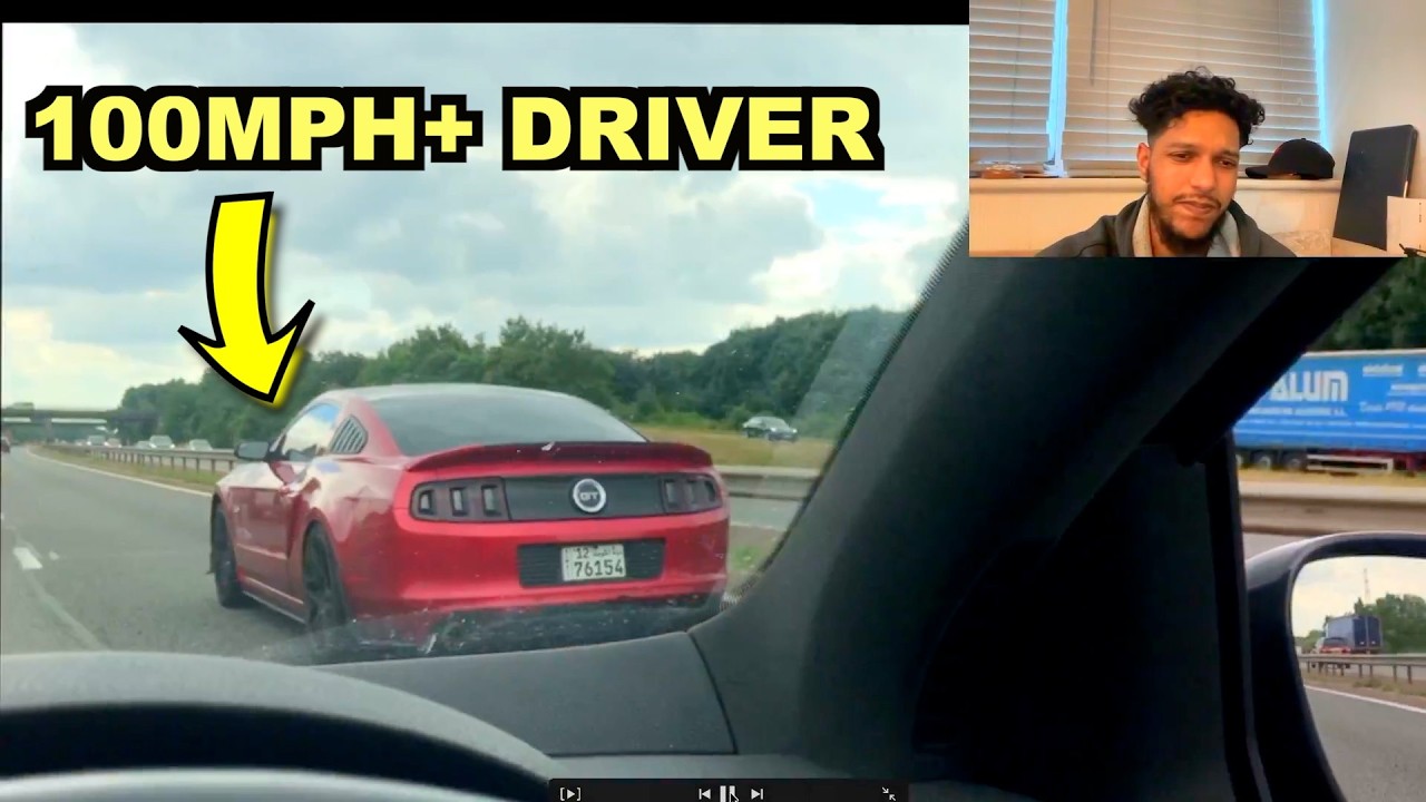 UNEXPECTED MUSTANG DRIVER DOING OVER 100MPH+ ON UK MOTORWAY HE ALSO GAPPED ME