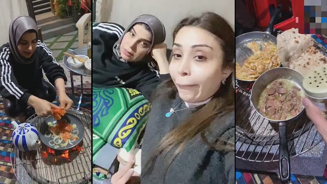 ابرار الكويتية وعمتها يطبخون بيض في الخيمة😆