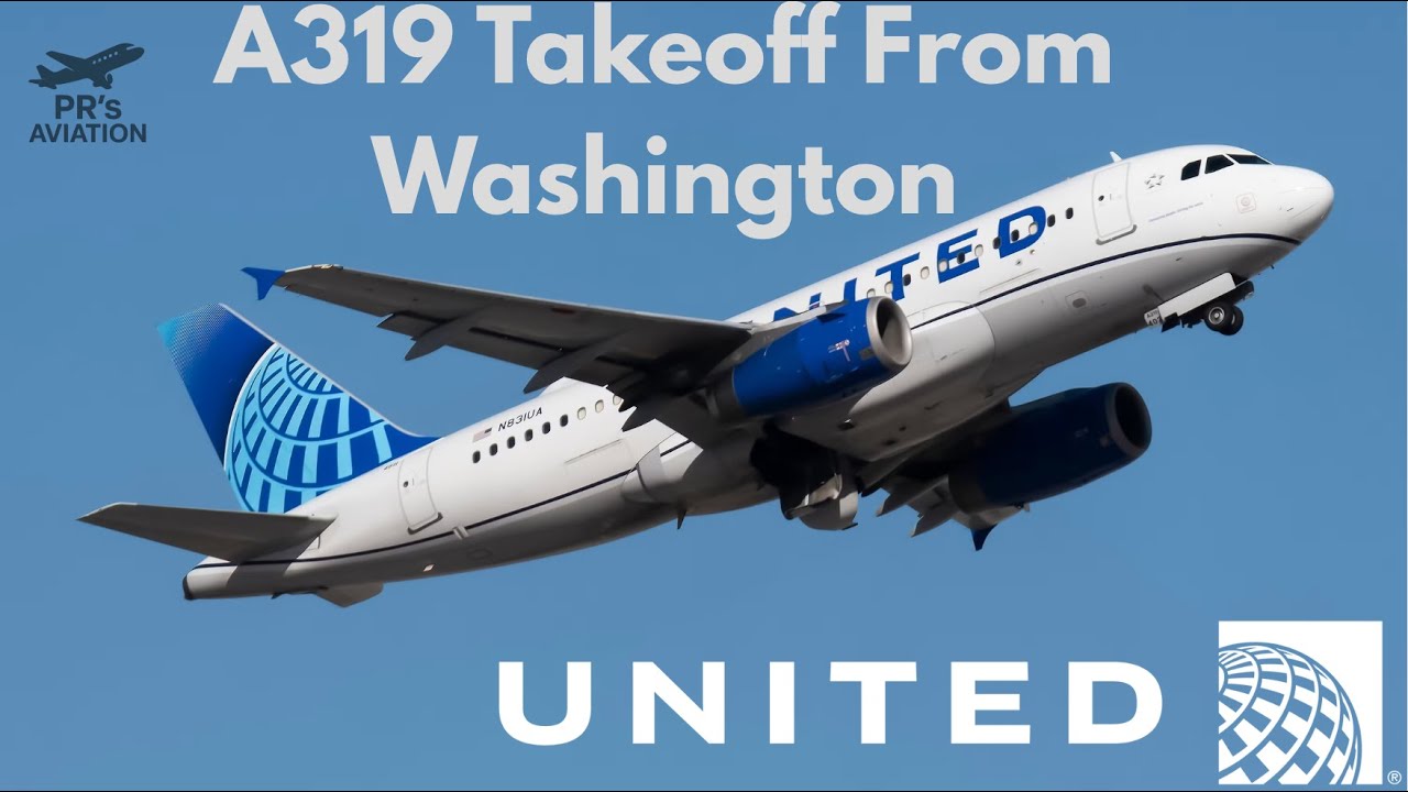 United Airlines A319 Full Taxi and Takeoff at Washington Dulles International Airport(IAD)