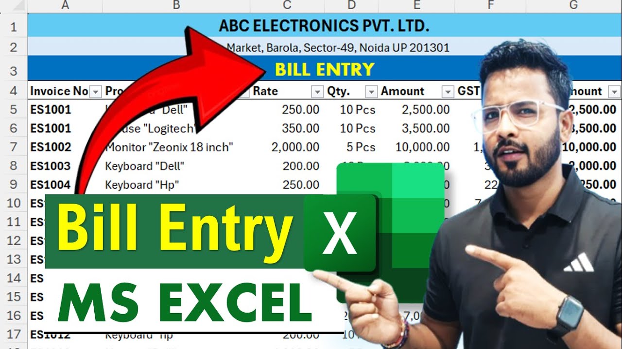 Excel Tutorial : Bill entry in Excel | Data entry in Excel | Microsoft Excel