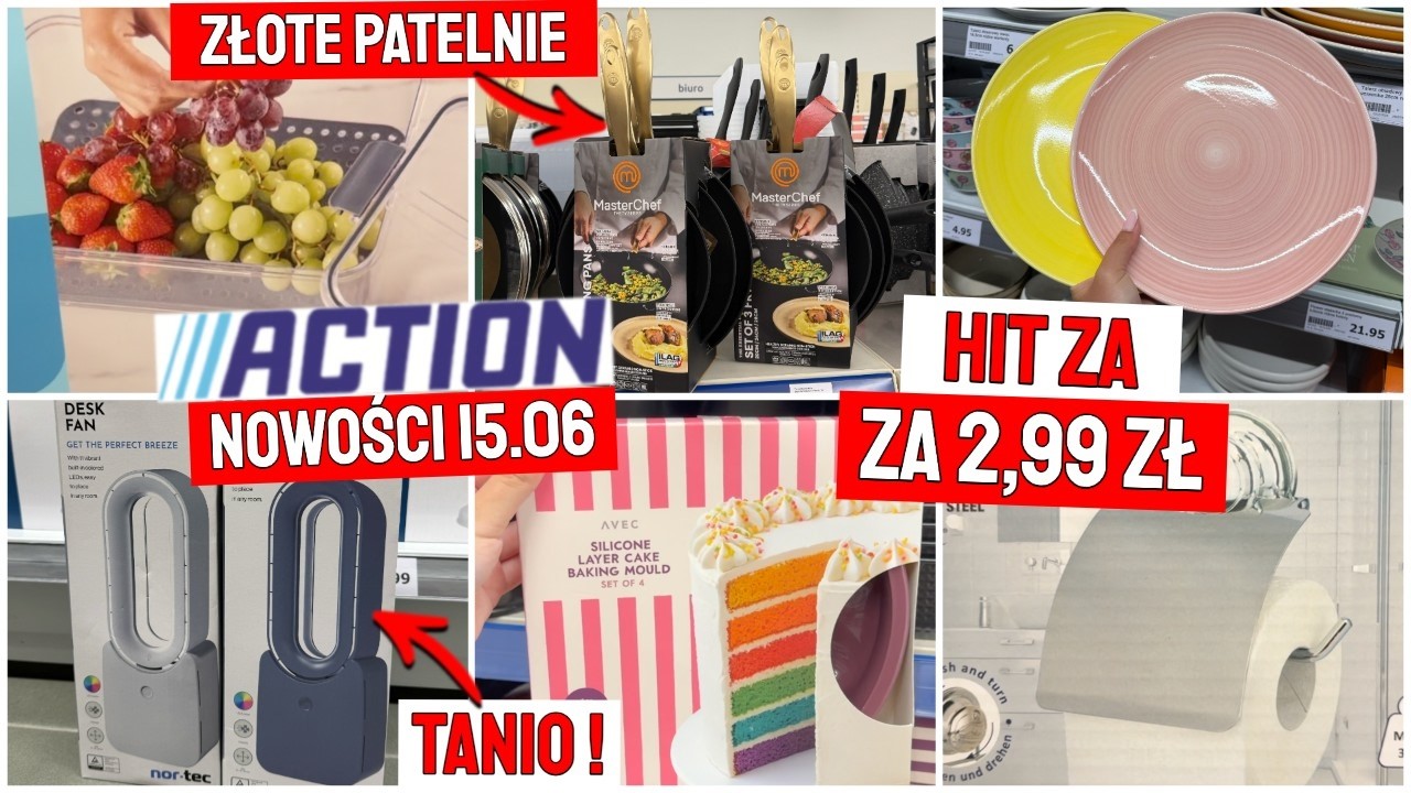 📍ACTION NOWOŚCI 16.06🔥 WENTYLATOR za 13 zł, PATELNIE ze ZŁOTYM UCHWYTEM, TANIE GADŻETY DO OGRODU