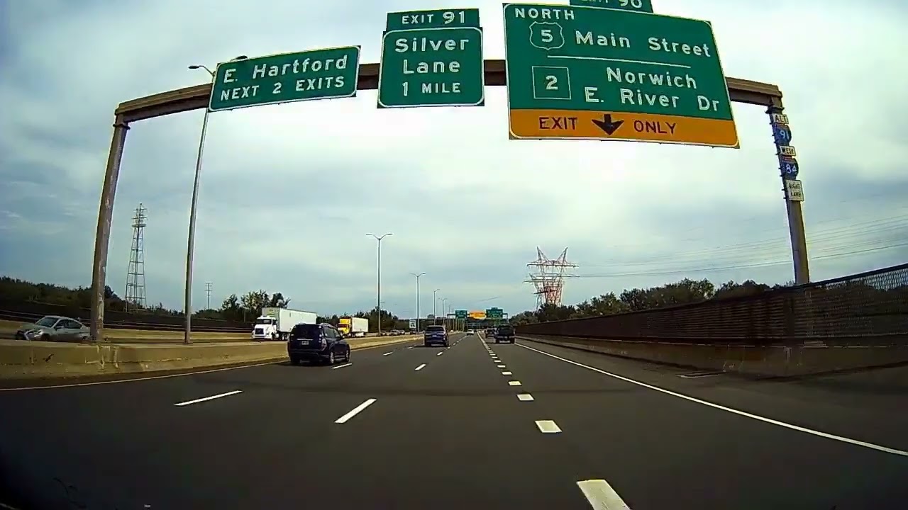 Wethersfield to Rentschler Field 🚗 Dashcam | CT-15 N → Exit 91 Silver Lane #easthartford