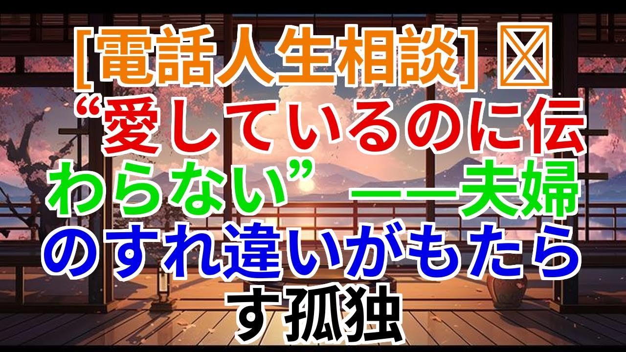 【電話人生相談】愛しているのに伝わらない——夫婦のすれ違いが生む孤独