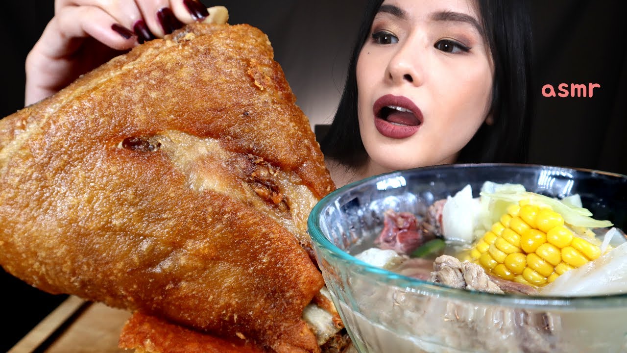 ASMR EATING CRISPY PATA (CRISPY PORK LEG) + NILAGANG BAKA MUKBANG (FILIPINO BEEF SOUP)