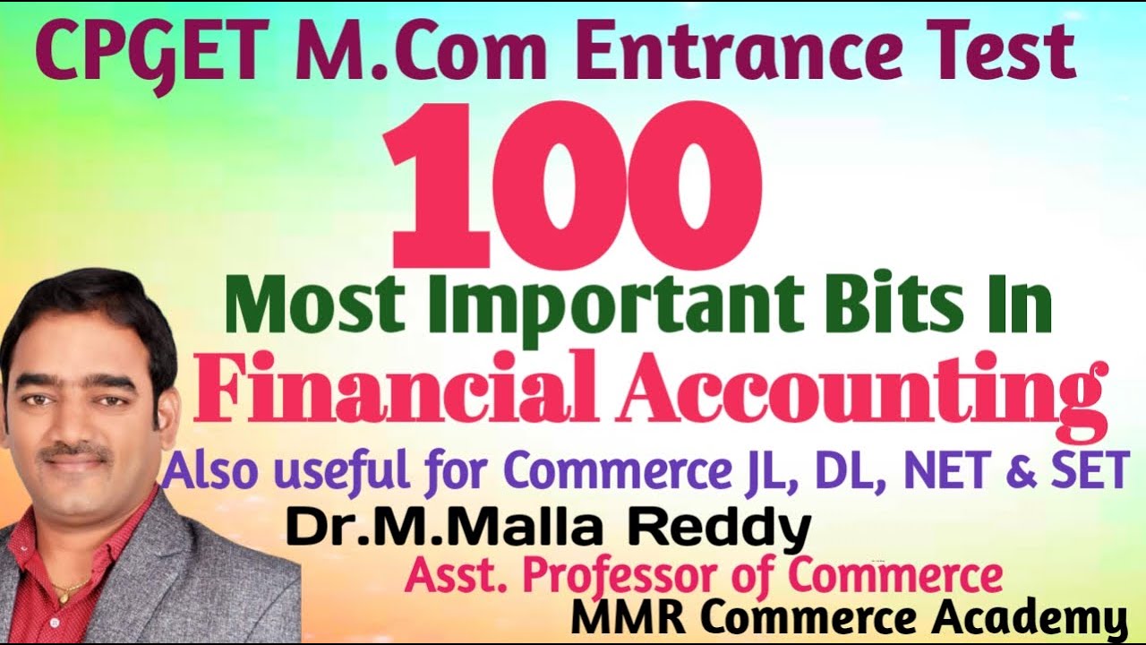 CPGET M Com Financial Accounting MCQs | M. Com | FA 100 Most Important Bits | Dr. M. Malla Reddy