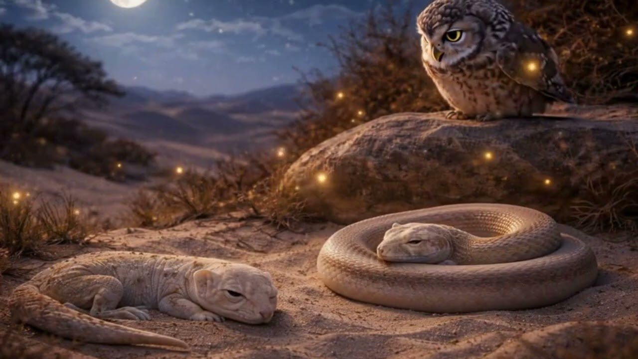 Desert Serenity | Owl & Desert Night | Calm Moonlit Sleep Atmosphere (1 Hour)