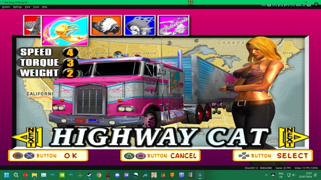PC ARCADE - SEGA KING OF ROUTE 66 - HIGHWAY CAT  - ALL  TRACKS - PCSX 2.0 -  2024 4K