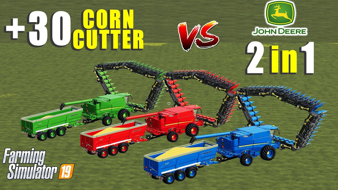 Farming Simulator 19 | John Deere Multicolor Harvester VS +30 Meter Corn Cutter! 2in1 Harvest!