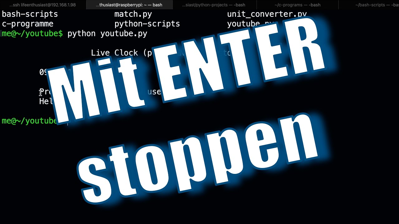 Python Lernen – Digitale Uhr per ENTER stoppen (Teil 4)