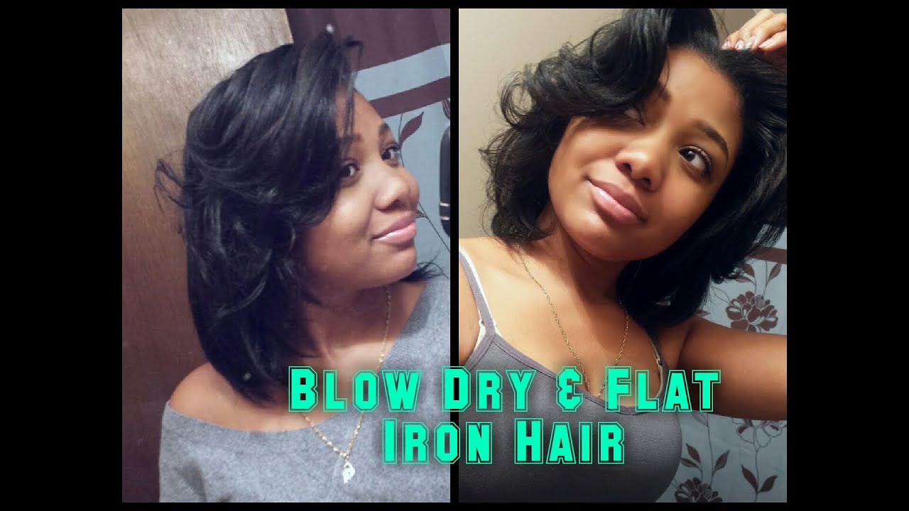 How I Blow Dry & Flat Iron My Relaxed Hair | SILKY, SLICK EDGES & MORE!