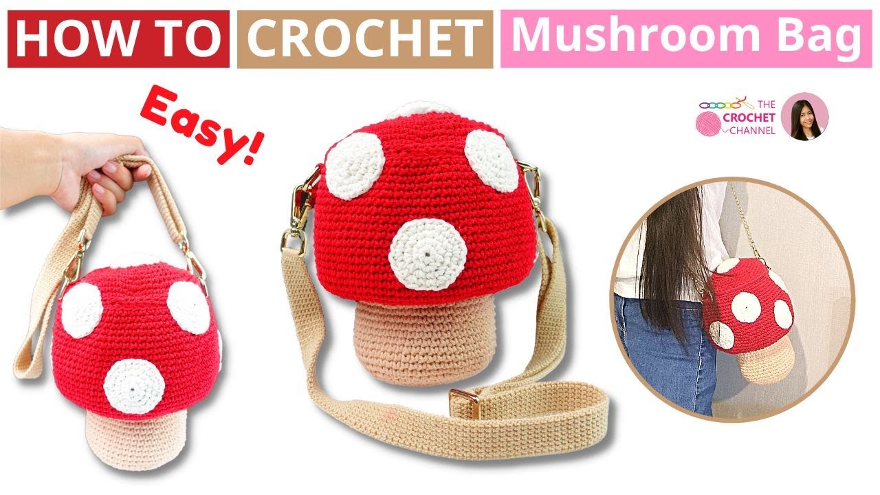 How To Crochet A Mushroom Bag 🧶🔥🍄🪴🌱 DIY Mushroom Bag Crochet