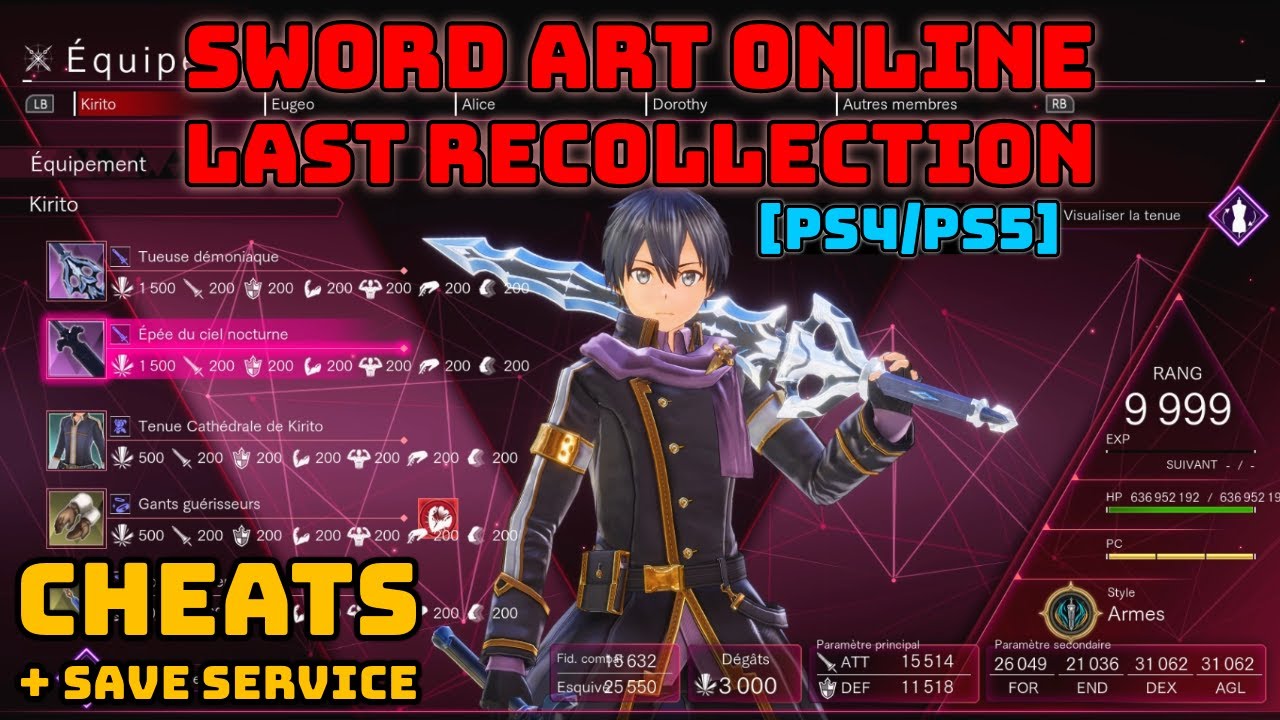 SWORD ART ONLINE Last Recollection [PS4/PS5]: Max Lvl, Max SP, Max Affinity, Modded Character + MORE