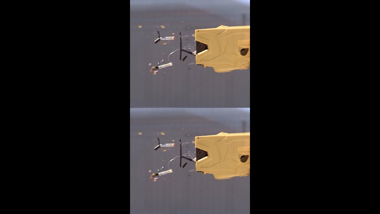 Slow Motion Capture of TASER X2 Deployment & Anti-Felon Identification Tags! #shorts #TASER #slowmo
