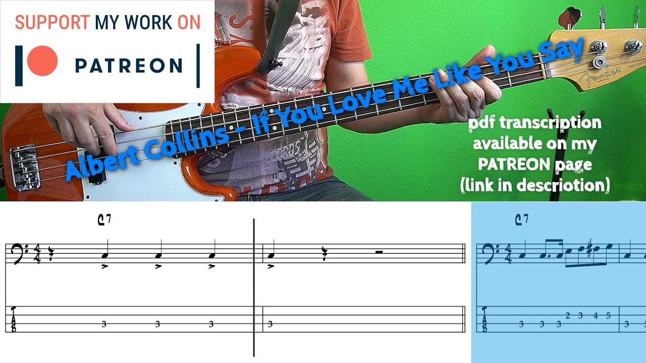 Albert Collins - If You Love Me Like You Say (Bass cover with tabs)
