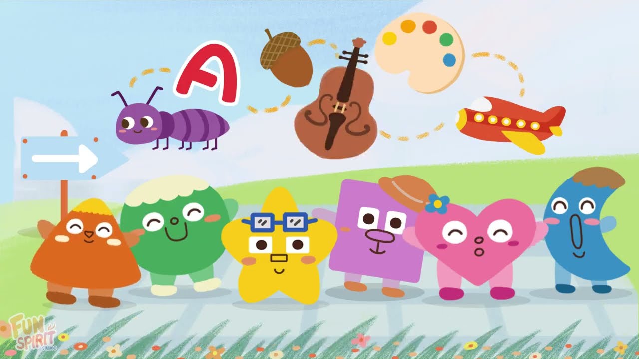 The Letter A Song | Learning the Alphabet with Shapes | ABC Songs | Nursery Rhymes