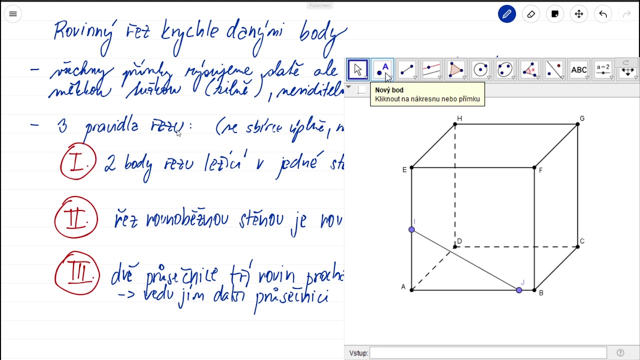 Rovinné řezy krychlí danými body – úvod