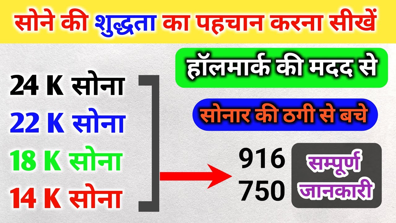 24 कैरेट, 22 कैरेट, 18शुद्ध सोना कौन सा हैं | हॉलमार्क की मदद से सोने की शुद्धता का पहचान करना सीखें