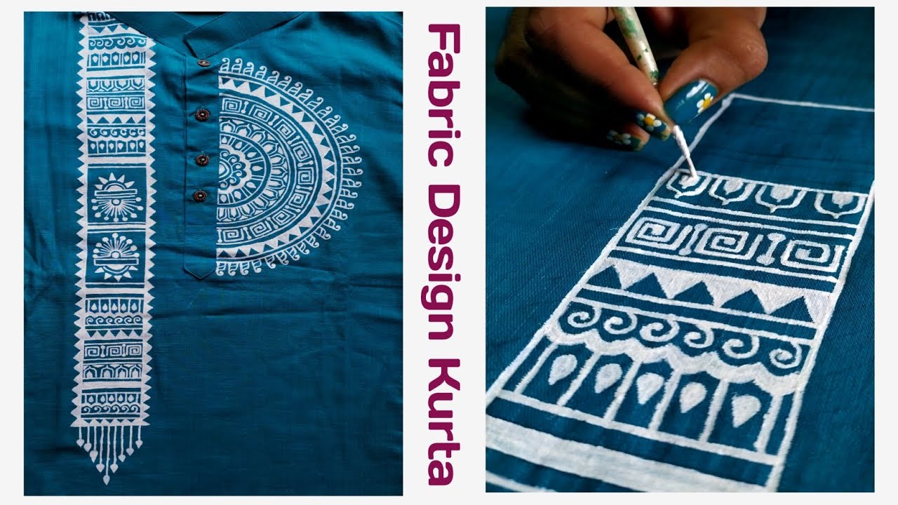 Durga Puja special hand printed fabric kurta design🎨🖌️/Customise your Punjabi #fabric #support#video