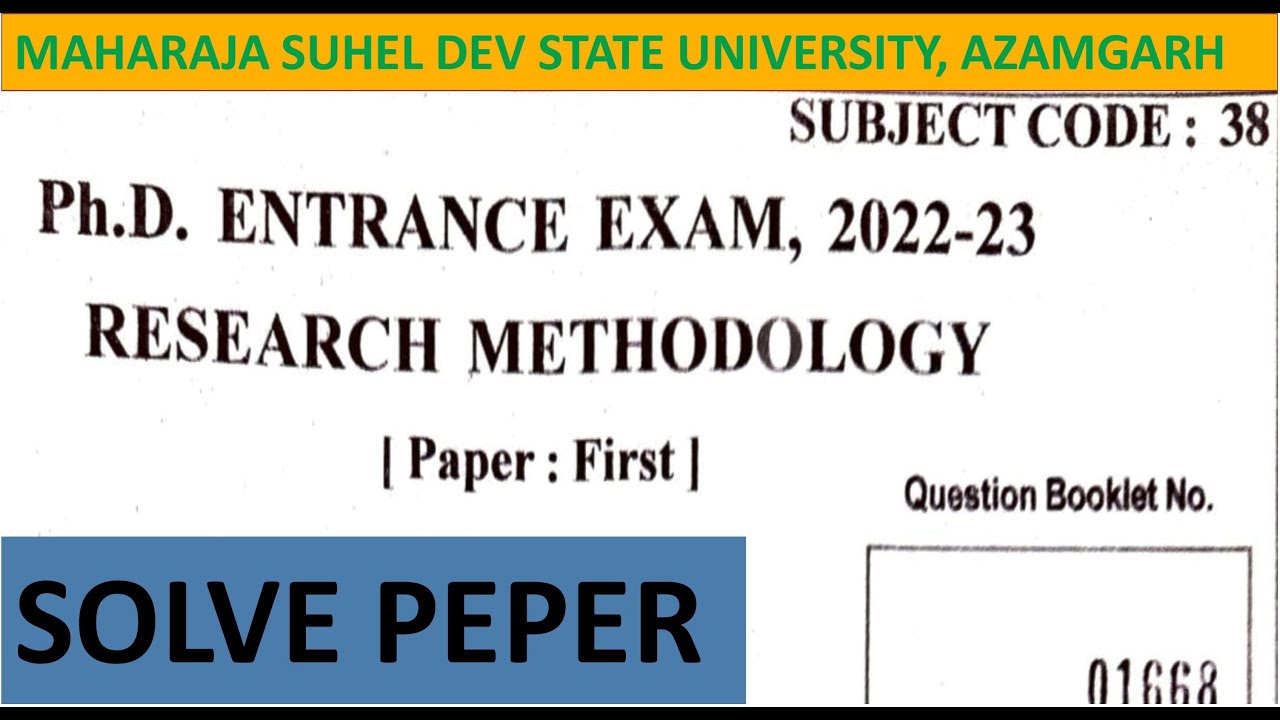 MSDSU PhD Entrance Exam Solve Paper 2022-23 ! Research Methodology !