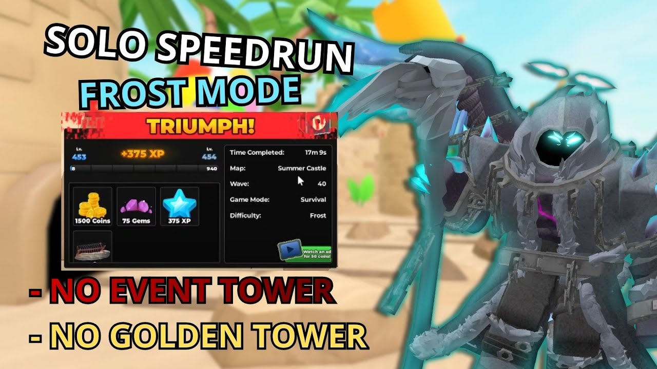 Solo Speed Run Frost Mode Triumph With Rebalanced Towers | Remake | Event Tower, & Golden Tower