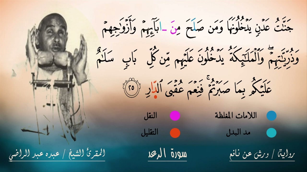 الشيخ عبده عبد الراضي | والملائكة يدخلون عليهم من كل باب سلام عليكم بما صبرتم فنعم عقبى الدار | روعة
