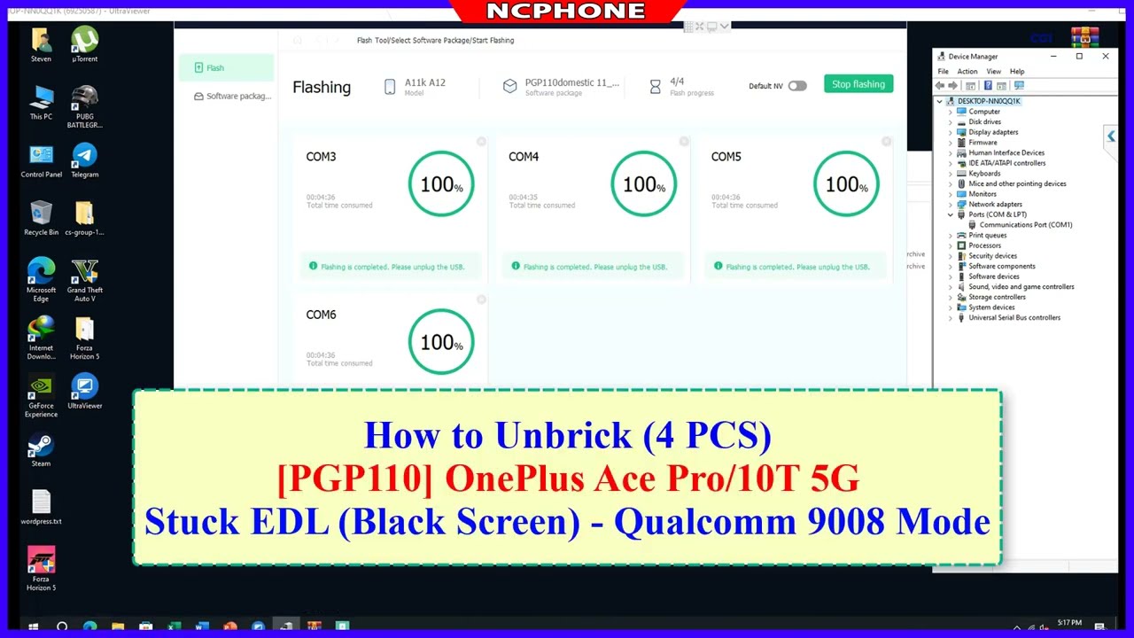 How to Unbrick OnePlus ACE Pro (PGP110) Stuck EDL - Qualcomm 9008 Mode (Black screen) (4 PCS)