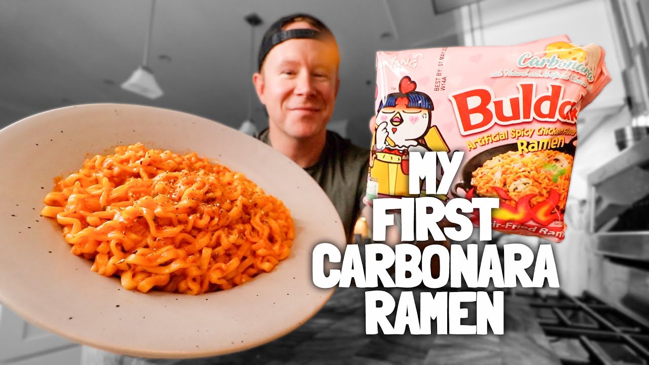 My first time eating Carbonara Ramen Noodles 🍜🇮🇹