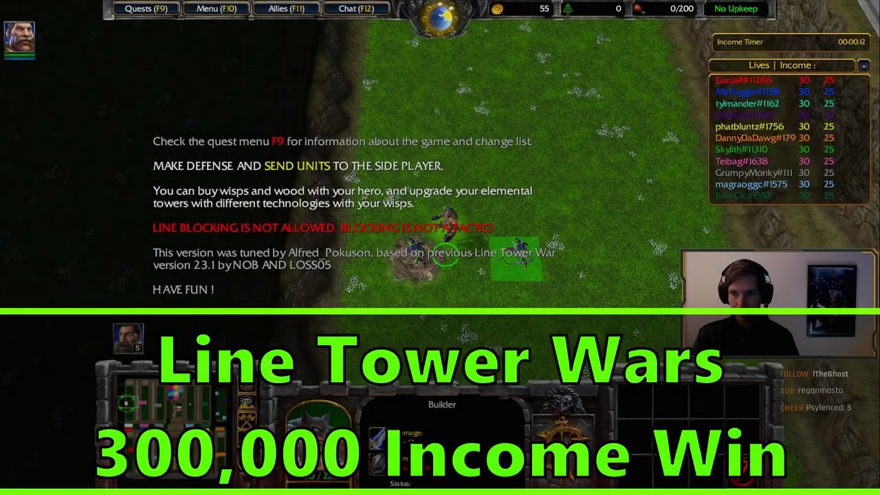 Warcraft 3 Reforged - LINE TOWER WARS - OP Tower Combo! - 300,000 Income WIN