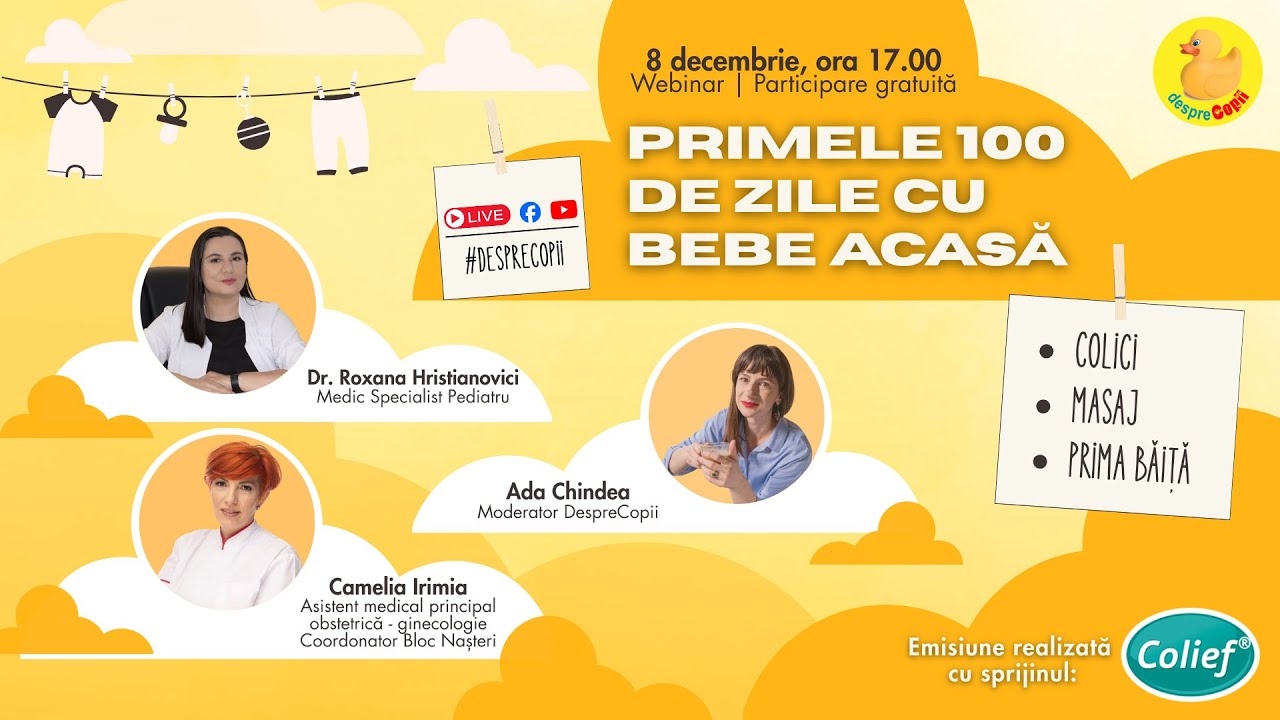 Webinar: Primele 100 de zile cu bebe acasă - colici, masaj, prima băiță