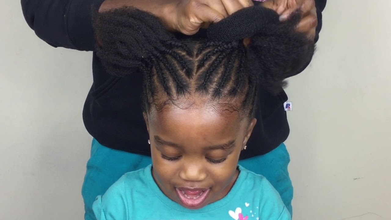 KIDS NATURAL HAIRSTYLES| SIMPLE BRAIDED PUFFS| PROTECTIVE STYLE| GHANAGYALIFY