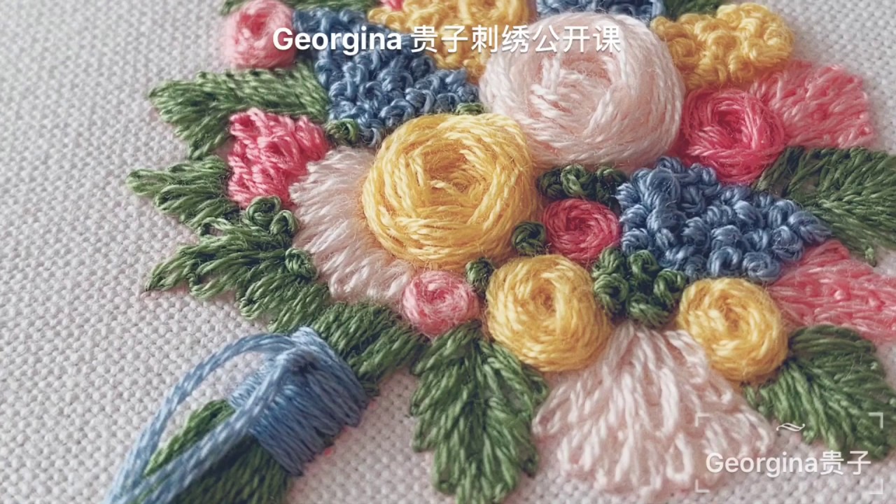 温馨甜美刺绣手捧花【刺绣教程】