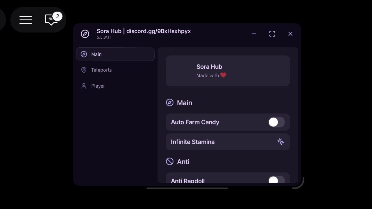 SORA! SEWH script Auto farm candy, INF stamina, anti ragdoll, anti DMG and more!
