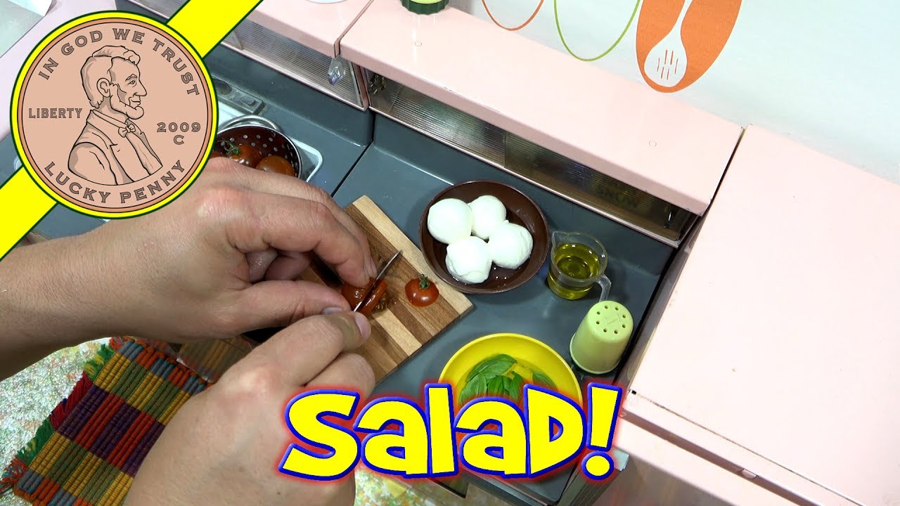 Miniature Food Cooking Mozzarella Tomato With Basil - Caprese Salad