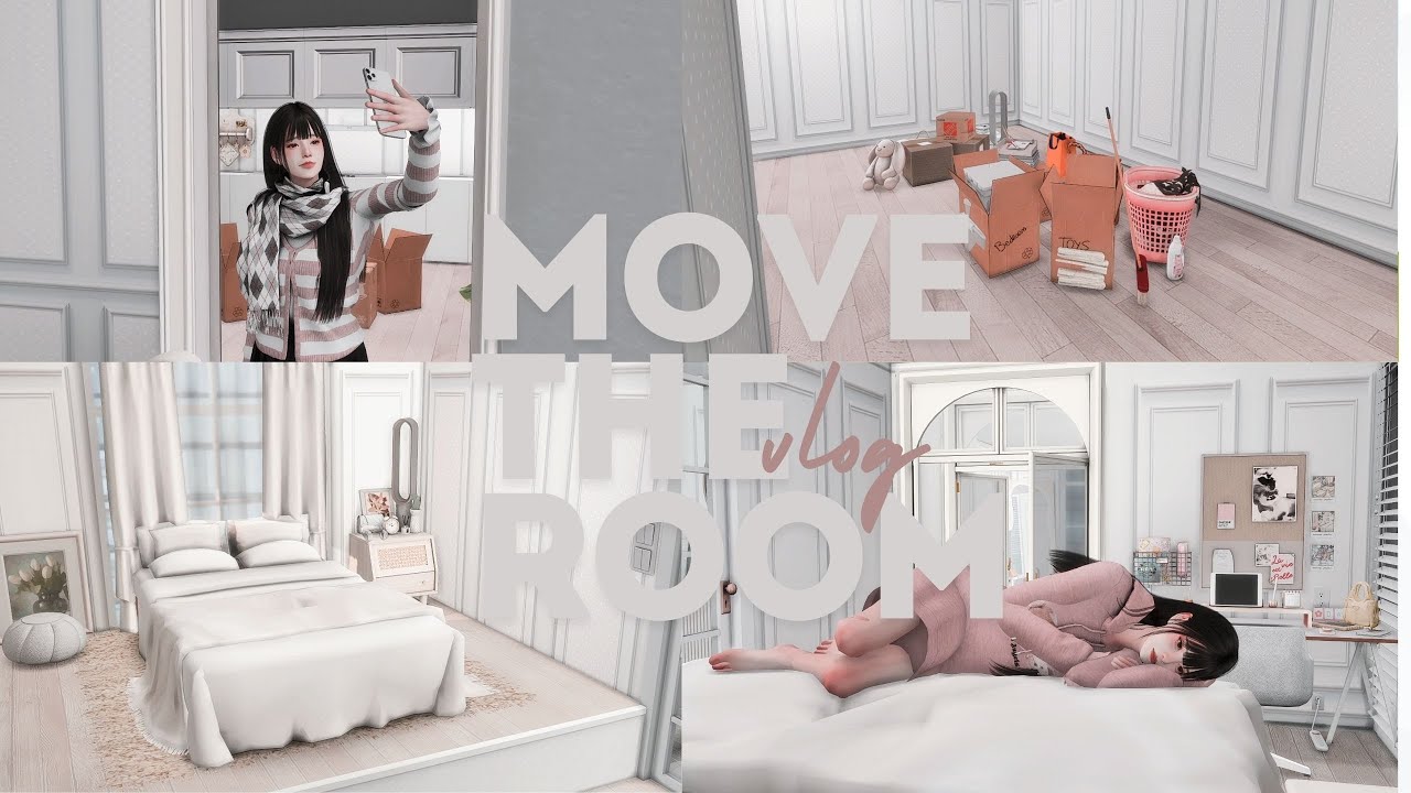 [The Sims 4 vlog] sims winter  ッ📦♡‧🚪₊˚\ move room , cleaning ,room tour 🧽🚊