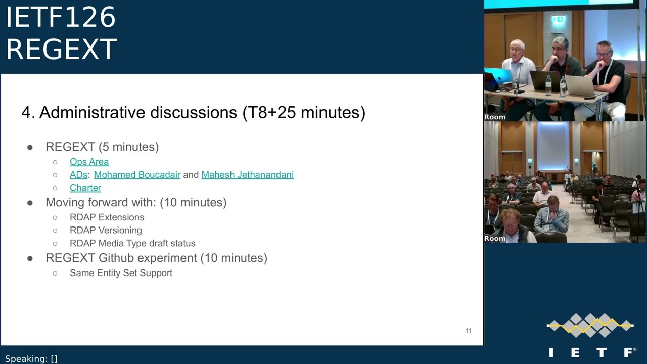 IETF 126: Расширения протоколов регистрации (REGEXT) 21.07.2026 07:00