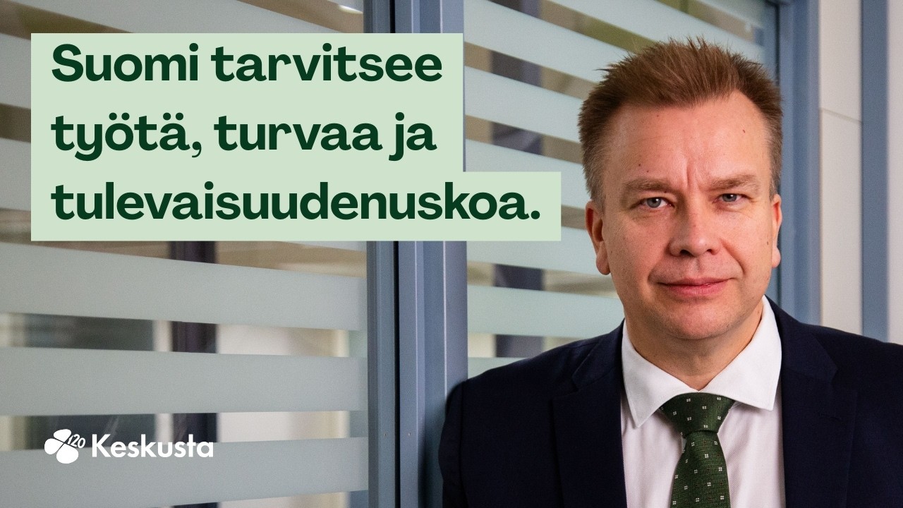 Keskustan Kaikkonen: Suomi tarvitsee työtä, turvaa ja tulevaisuudenuskoa