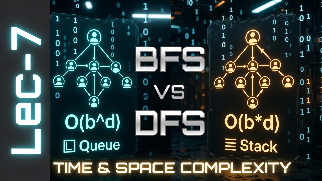 Lec-7 : Time & Space Complexity Analysis of BFS & DFS In Artificial Intelligence with Examples