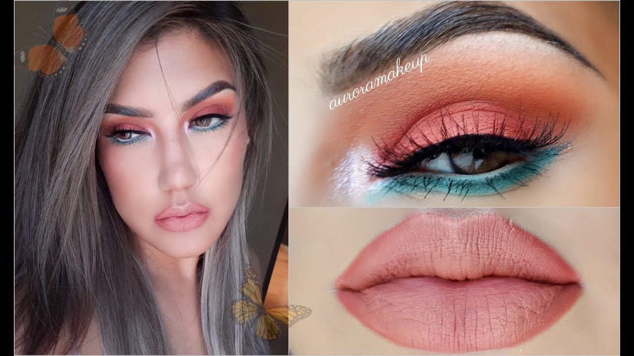 Maquillaje CORAL y AQUA 🏵️💦/ Sorteo internacional / makeup tutorial | auroramakeup