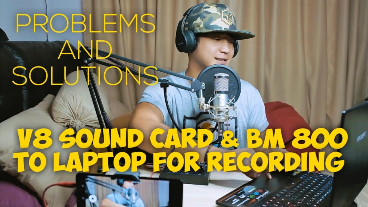 V8 Sound Card and BM 800 Setup to Laptop for Recording