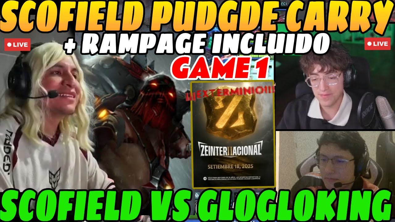 😲SCOFIELD PUDGE CARRY + RAMPAGE incluido, GAME 1, Team SCOFIELD vs Team GLOGLOKING😲| DOBLE CAMARA😲