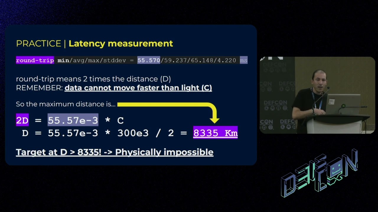 DEF CON 31 - War Stories -  Finding Foes and Yourself with Latency Trilateration - Lorenzo Cococcia